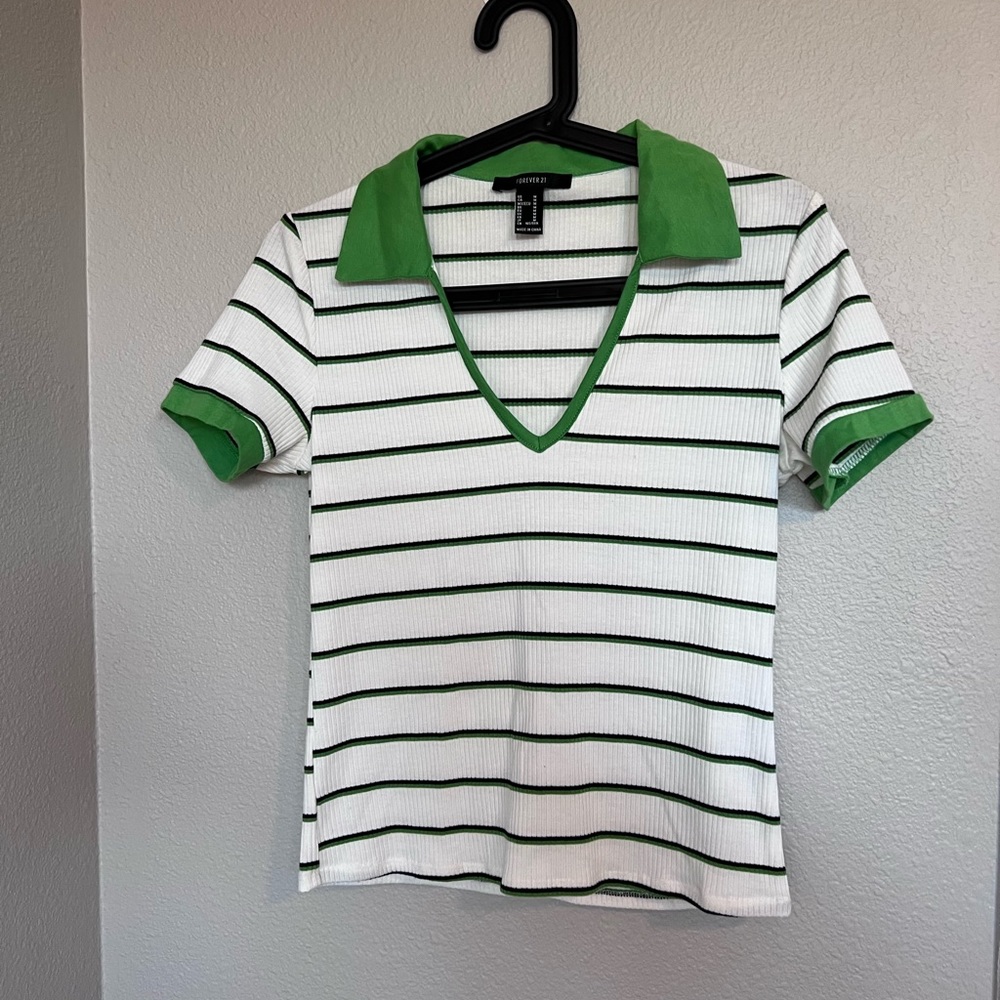 FOREVER 21 COLLARED STRIPED SHIRT